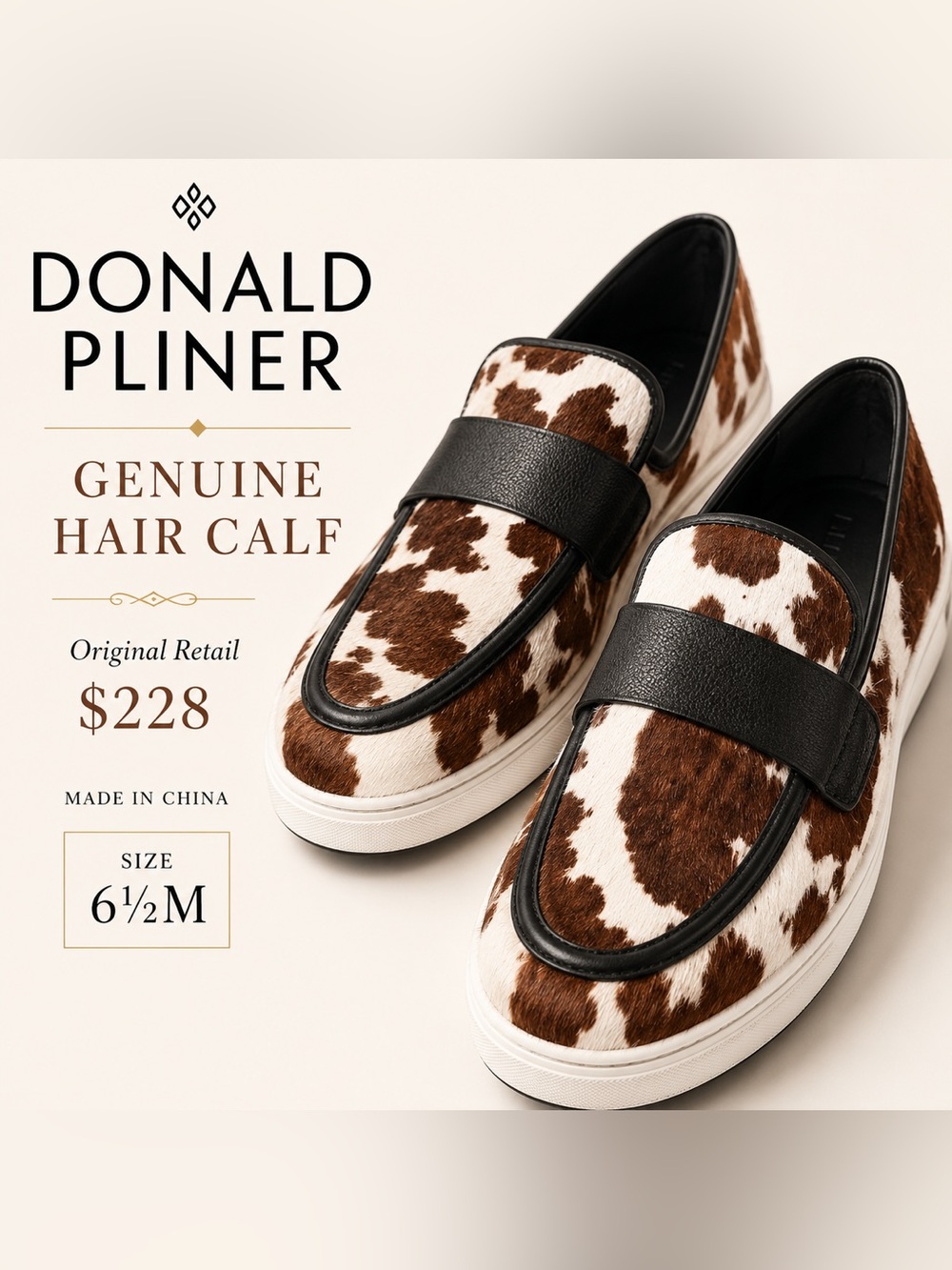 Donald Pliner Richie Calf Cow Hair Loafers Leather Sneaker/Loafer